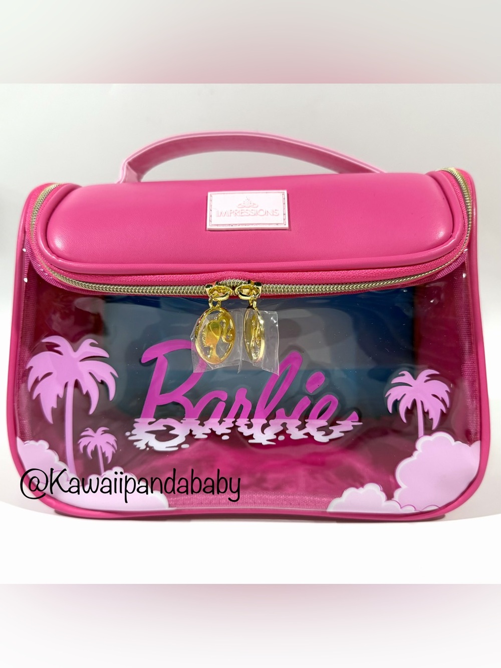 Rare Impressions Vanity X Barbie Pink Faux Leather Makeup Cosmetics Travel Bag